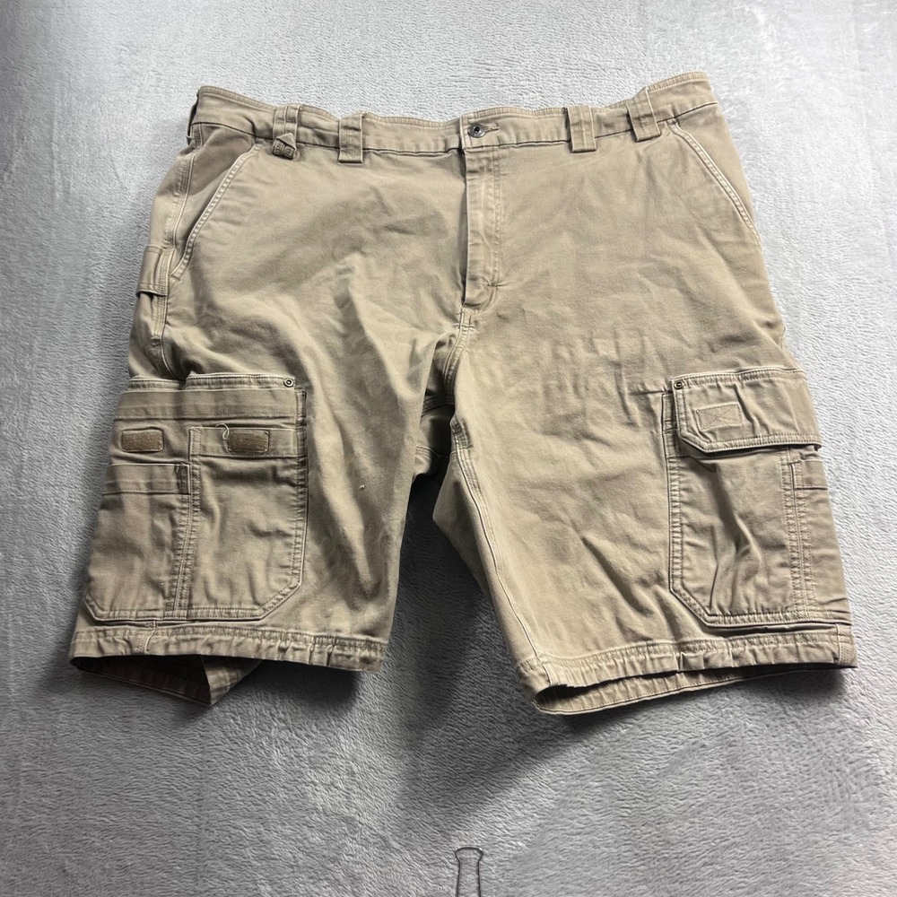 Duluth Trading Co Flex Fire Hose Cargo Shorts Mens 46 Khaki Tan Work Utility